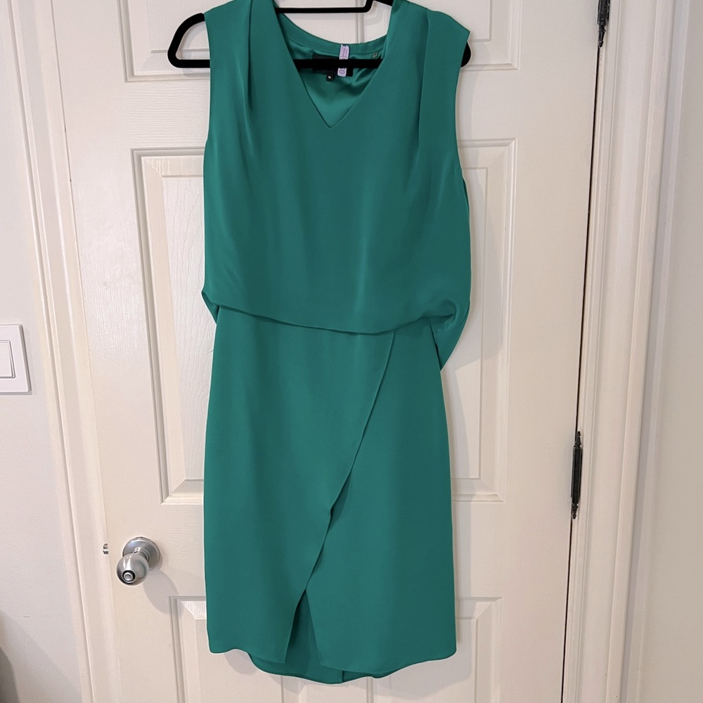 KOBI HALPERIN Green Silk Midi Dress Size 10 - Picture 2 of 8